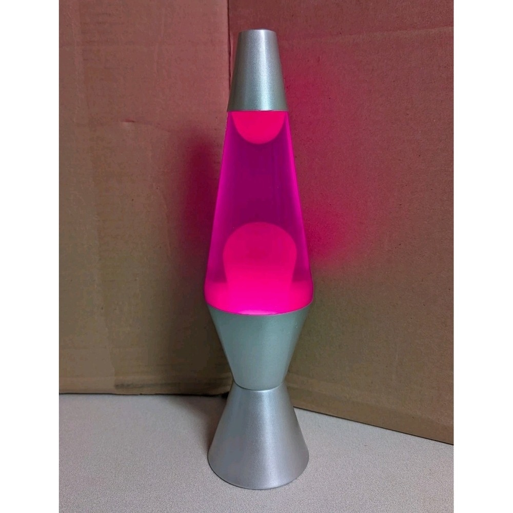 Motion And Glitter Lava Lamp Model 2000 Pink Date 2010 Silver Cap TESTED WORKS